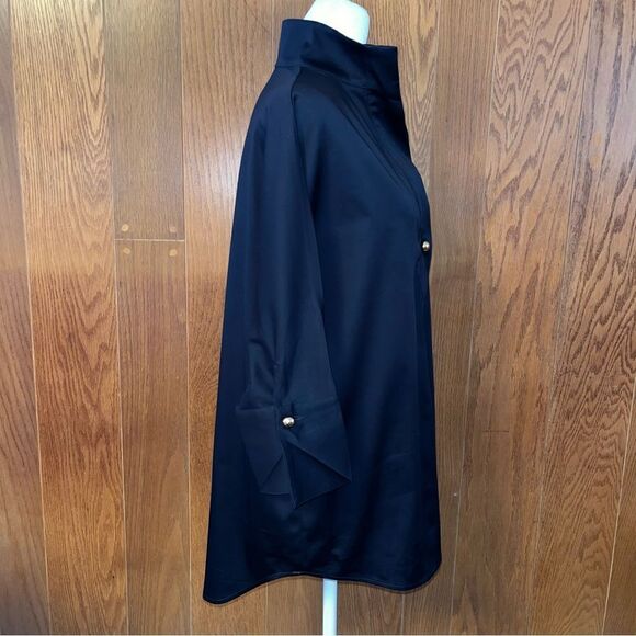 TUCKERNUCK Navy Willow Blouse Top EUC 3/4 Sleeves Pullover Cotton Poplin XS - Picture 2 of 8